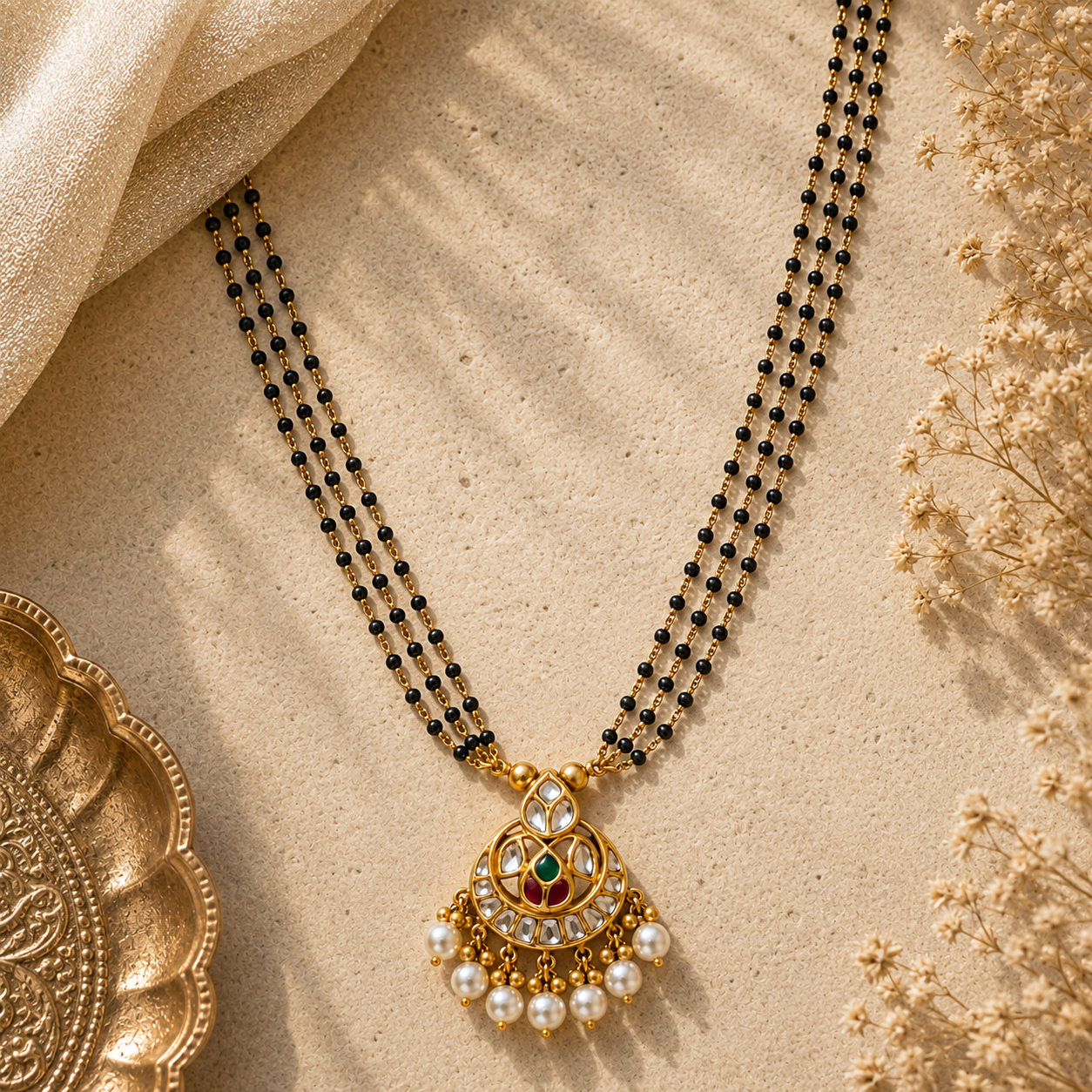 Bandhan 22KT Gold Kundan Mangalsutra