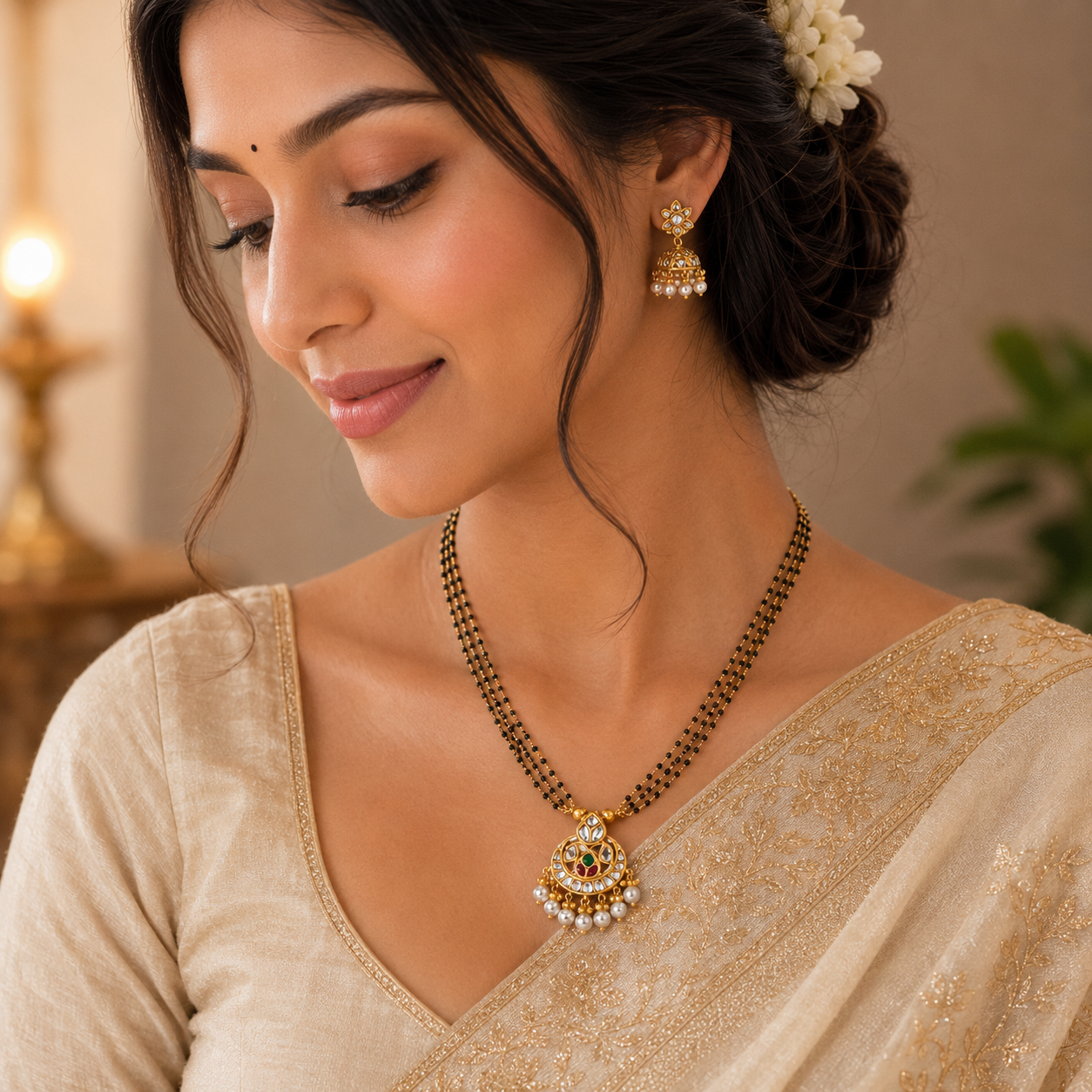 Bandhan 22KT Gold Kundan Mangalsutra