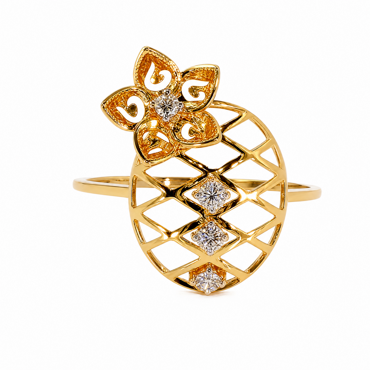 Bloom Crosses 14KT Gold Lab Grown Diamond Ring