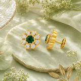Blossom Base 22KT Gold Diamond Stud Earrings