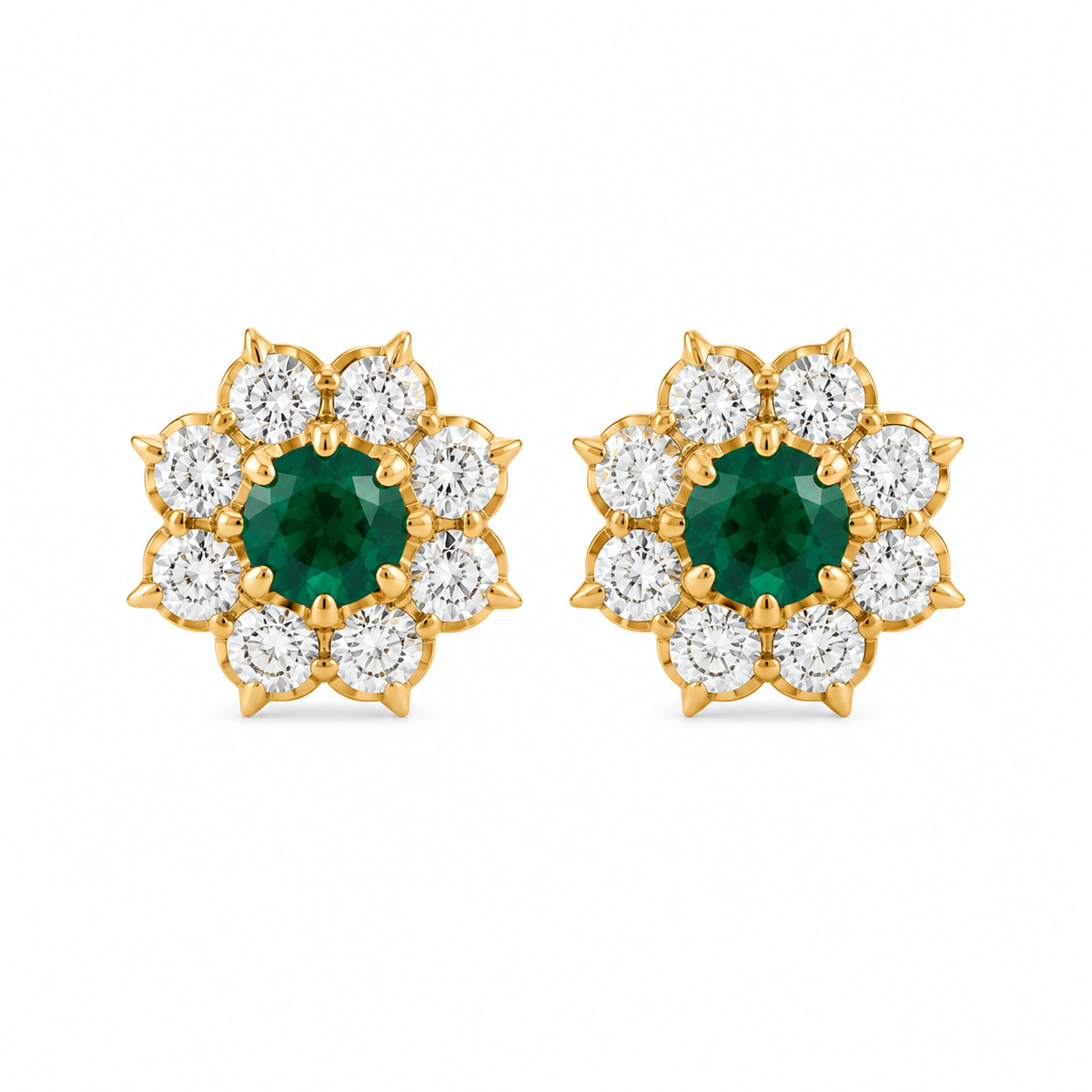 Blossom Base 22KT Gold Diamond Stud Earrings
