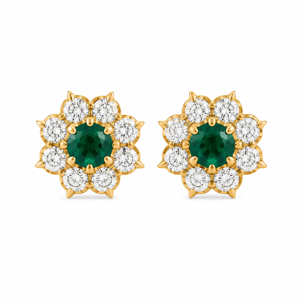 Blossom Base 22KT Gold Diamond Stud Earrings