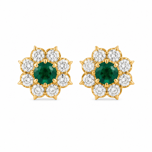 Blossom Base 22KT Gold Diamond Stud Earrings