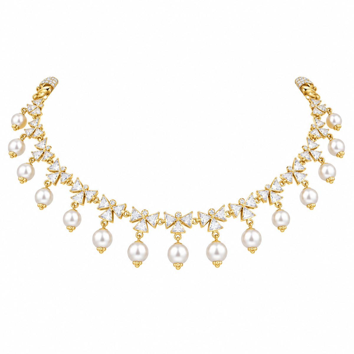 Bow Pearl Drop 22KT Gold Necklace