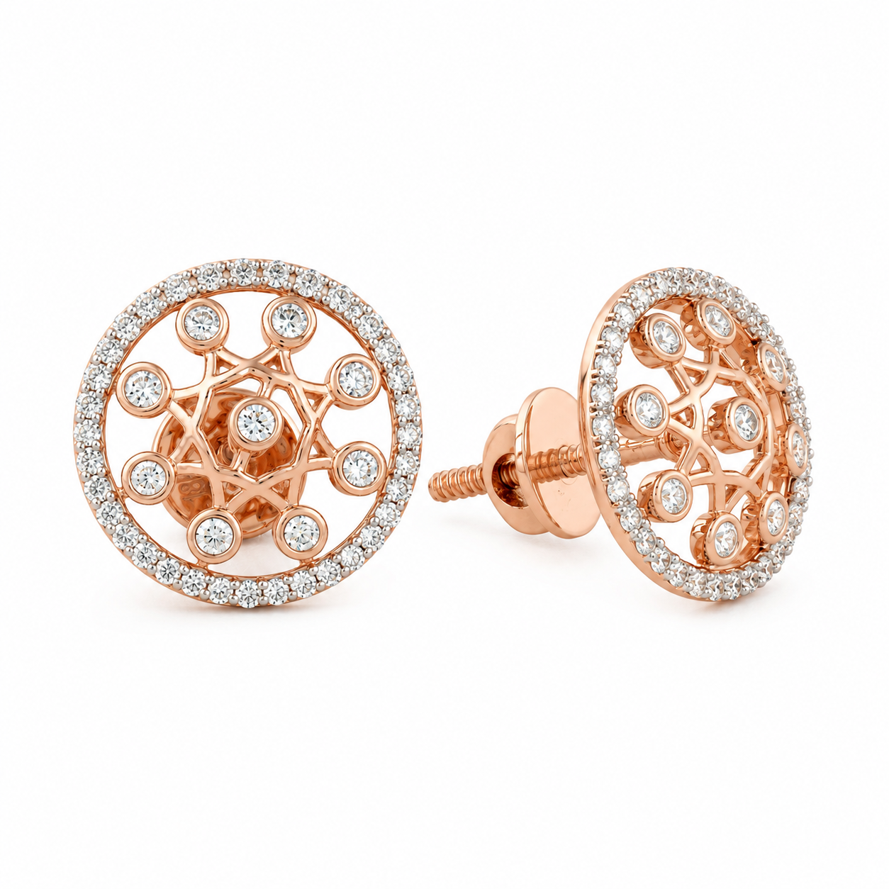 Bright Star 18KT Gold Diamond Stud Earrings