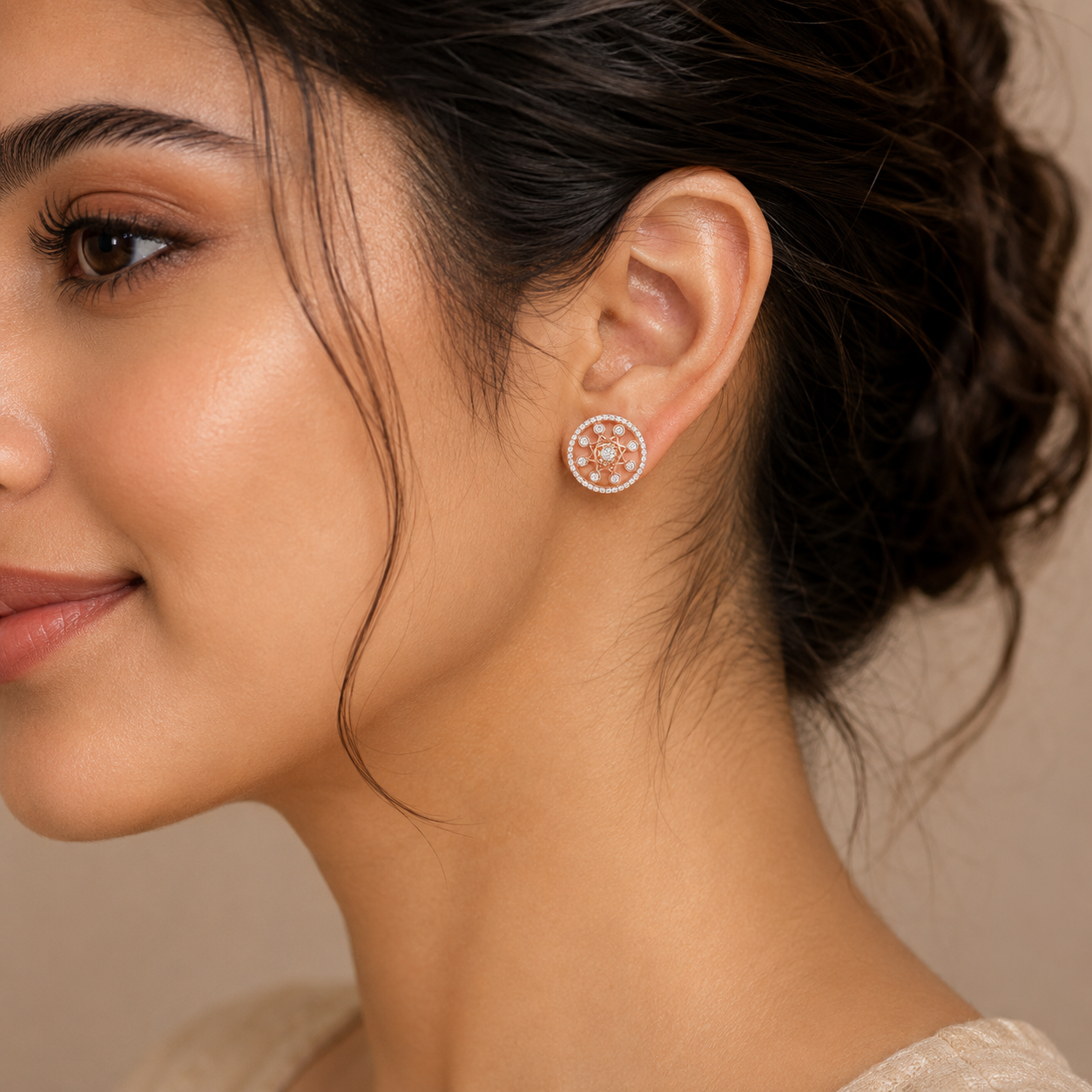 Bright Star 18KT Gold Diamond Stud Earrings