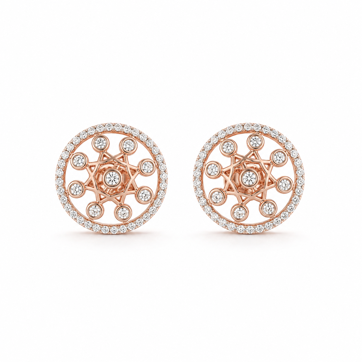 Bright Star 18KT Gold Diamond Stud Earrings