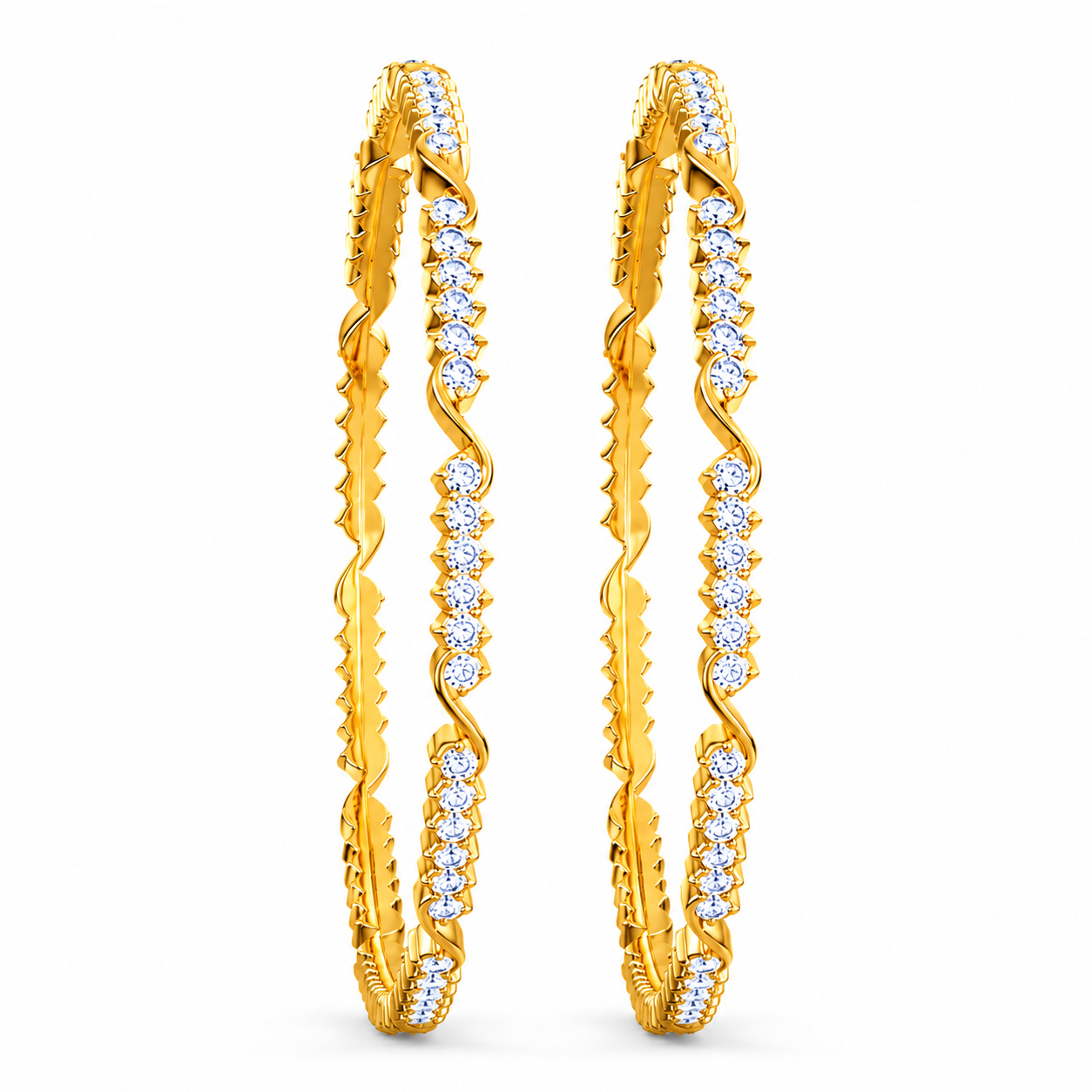 Brilliance Curve 22KT Gold Diamond Bangles