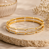 Brilliance Curve 22KT Gold Diamond Bangles