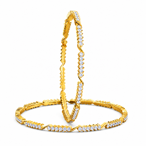Brilliance Curve 22KT Gold Diamond Bangles