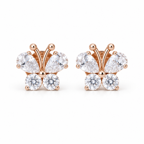 Butterfly 14KT Lab Grown Diamond Stud Earrings
