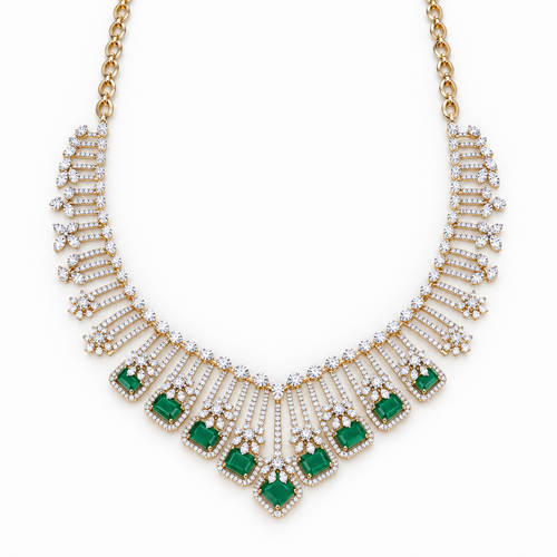Cascading Tessera 14KT Gold Diamond Necklace