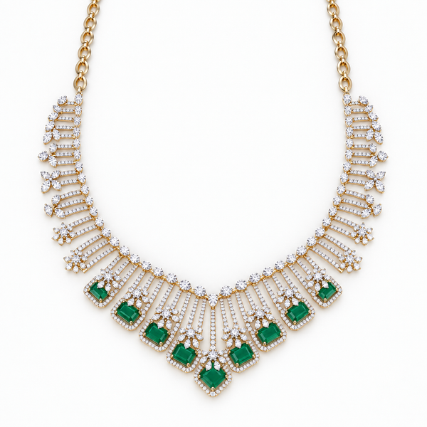 Cascading Tessera 14KT Gold Diamond Necklace