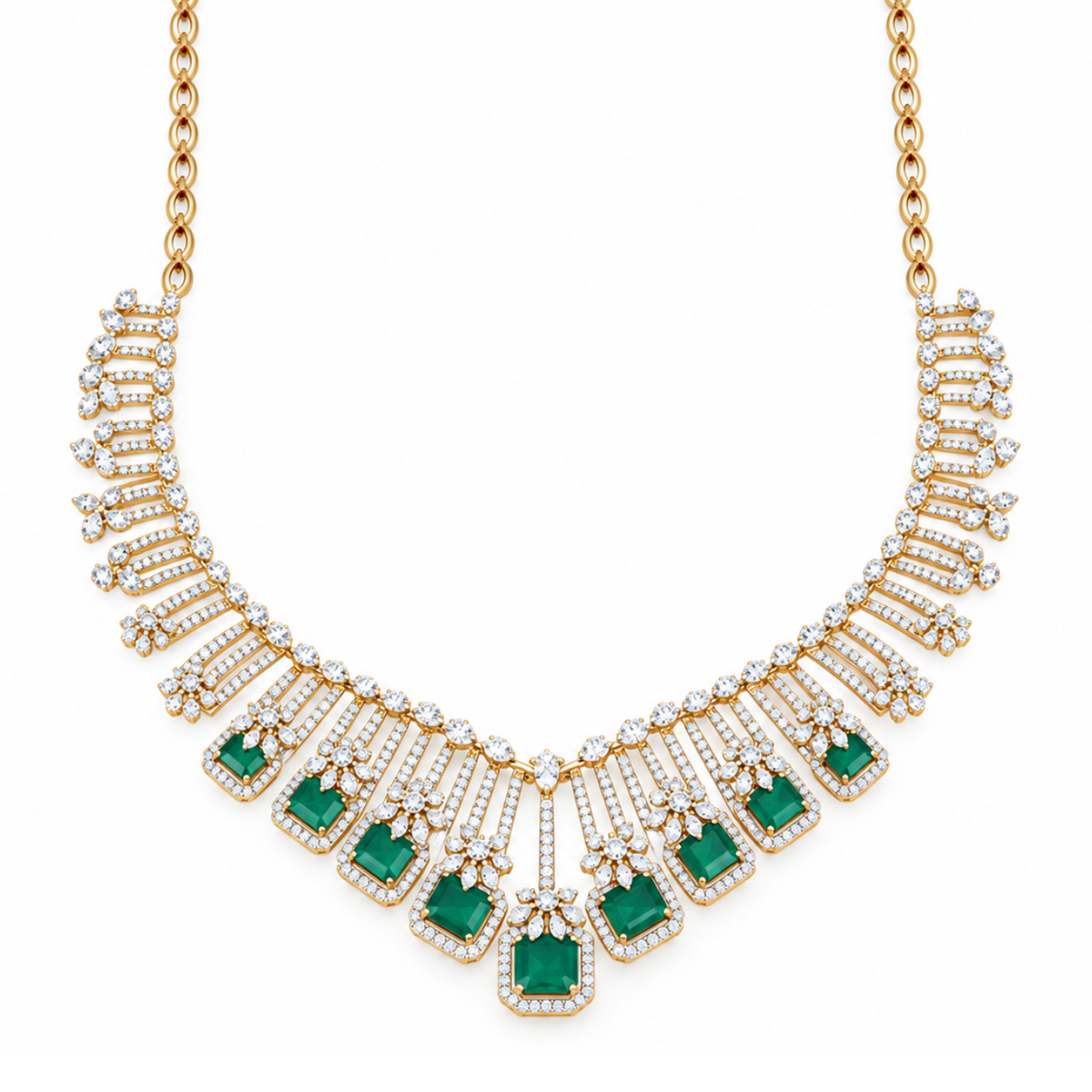 Cascading Tessera 14KT Gold Diamond Necklace