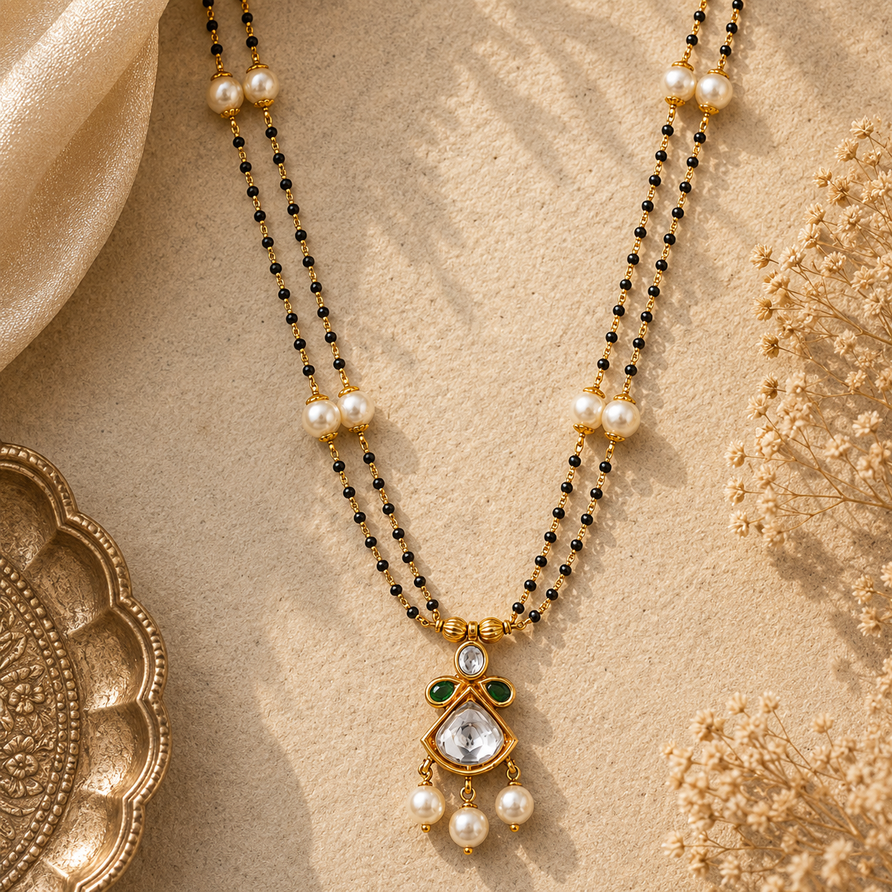 Charumati 22KT Gold Kundan Mangalsutra