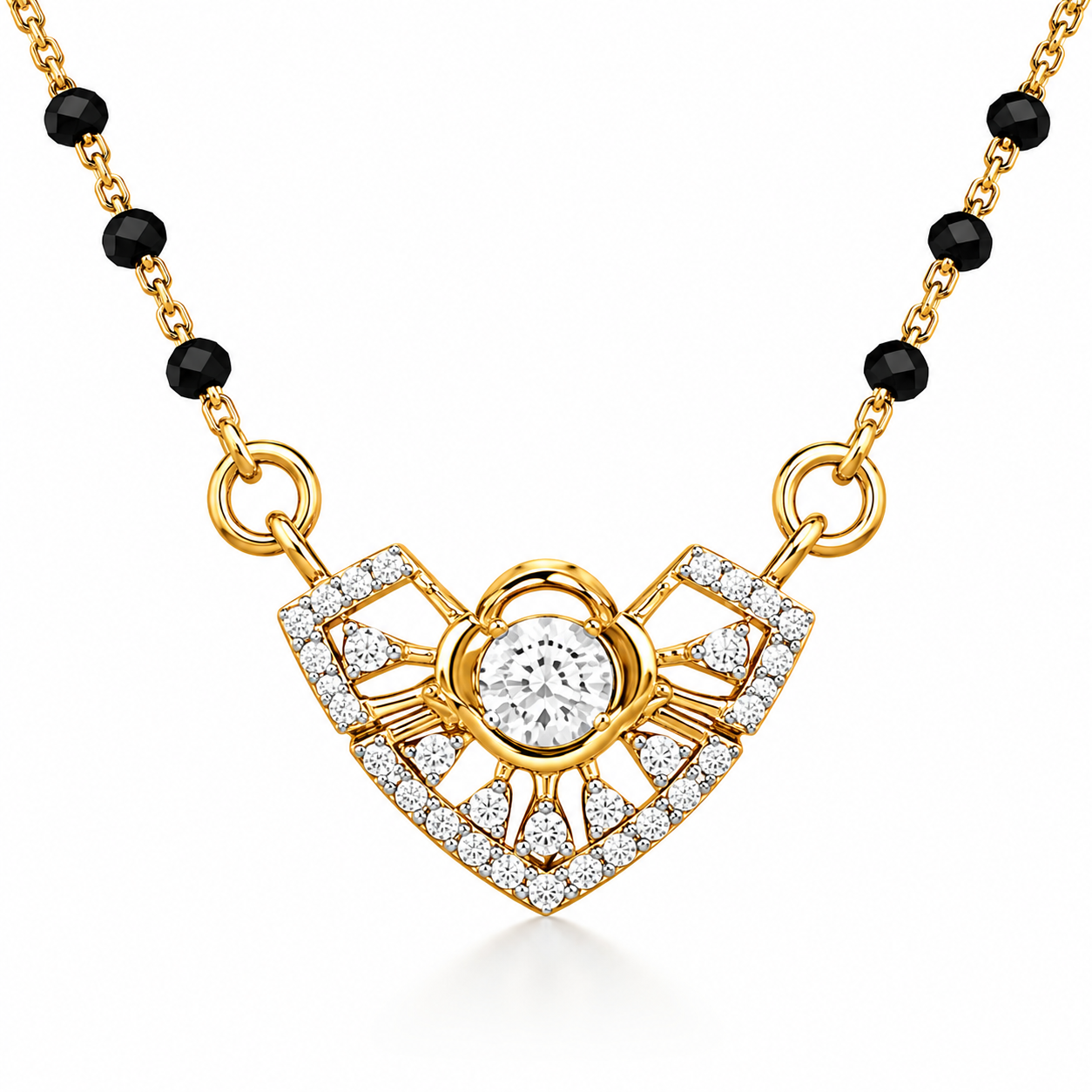 Sunburst 18KT Gold Diamond Mangalsutra