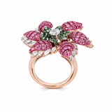 Pink Leaf Blossom 14KT Gold Diamond Ring