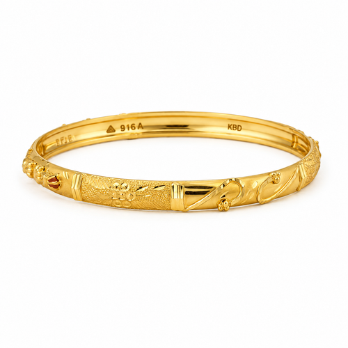 Classic Carved 22KT Gold Bangles For Kids