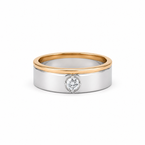 Classic Dual Tone 18KT Gold Diamond Band Ring