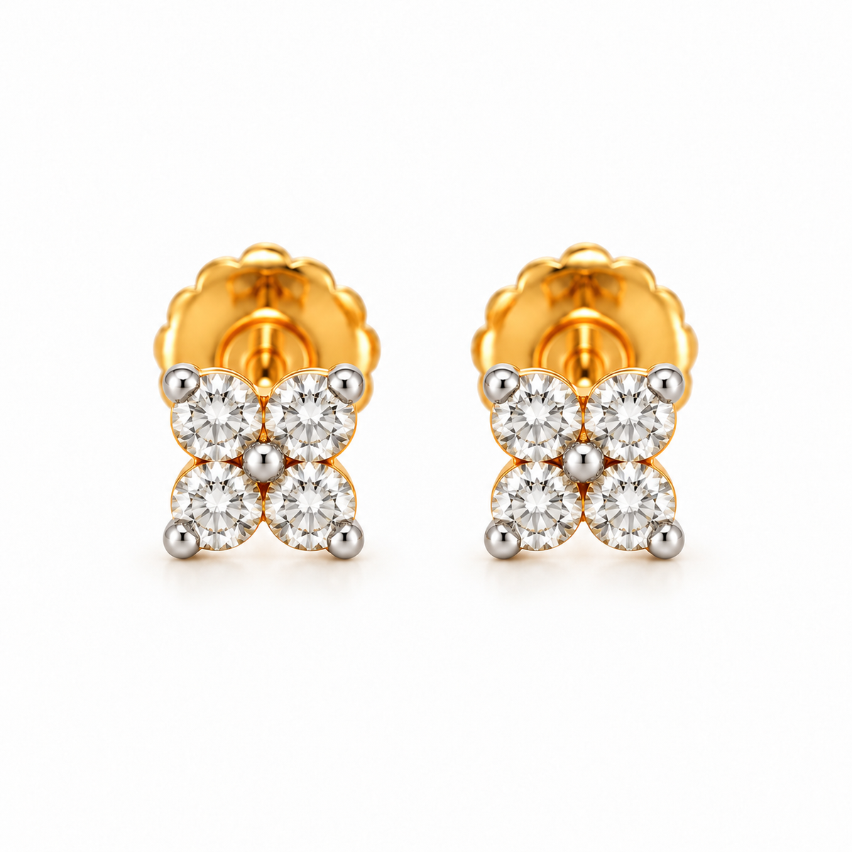 Clovia 14KT Gold Diamond Stud Earrings