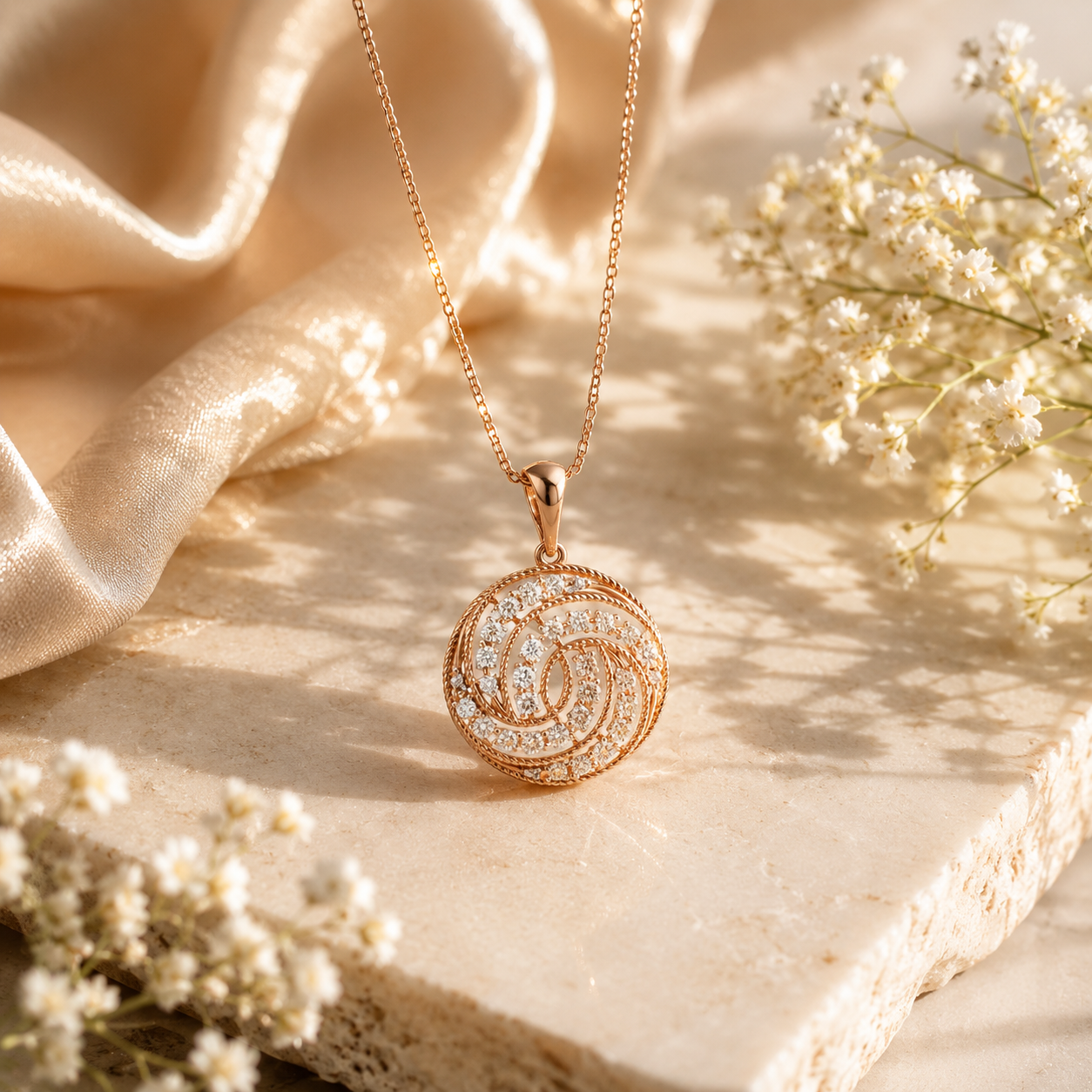 Cosmic Swirl 18KT Gold Diamond Pendant