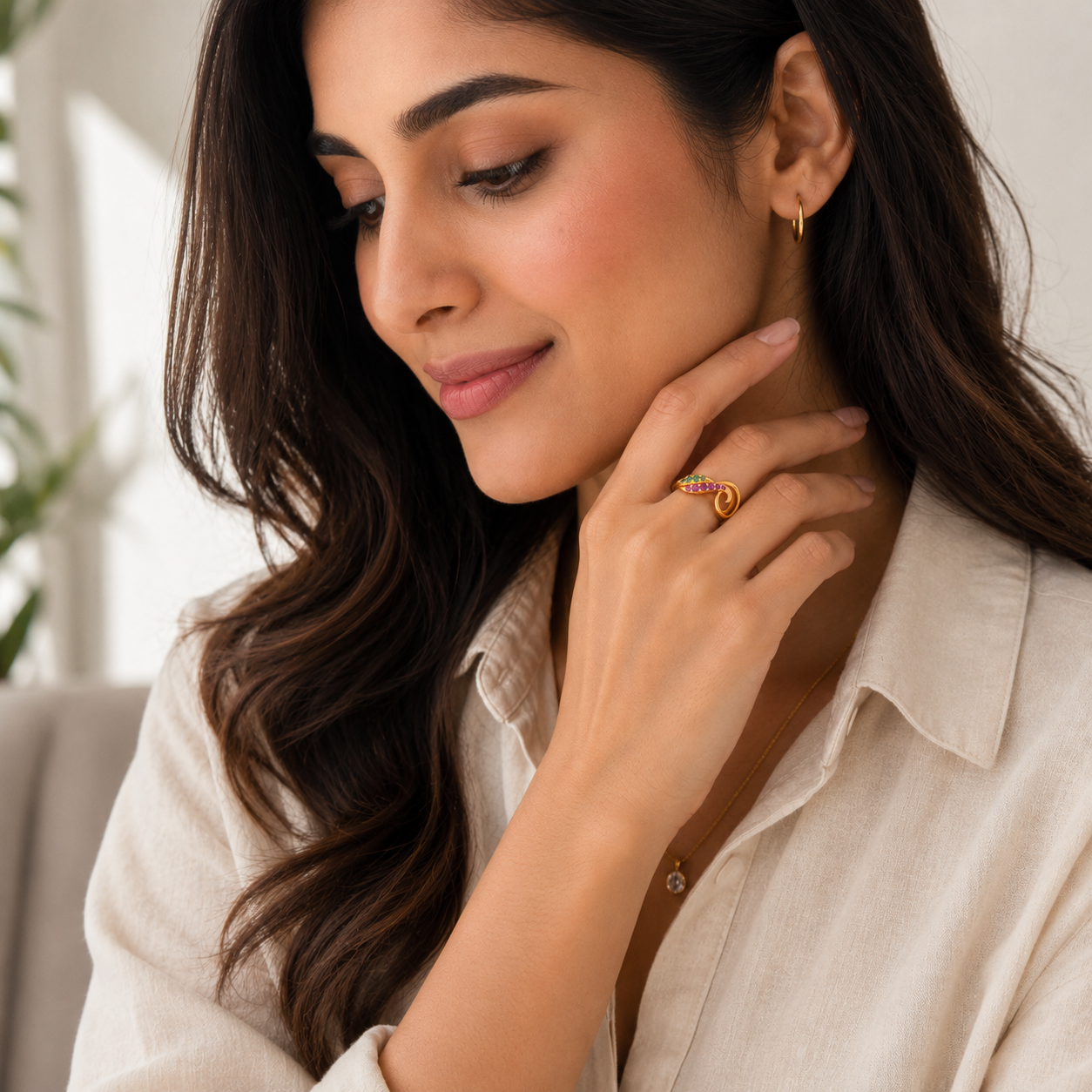 Cresting Swirl 22KT Gold Ring