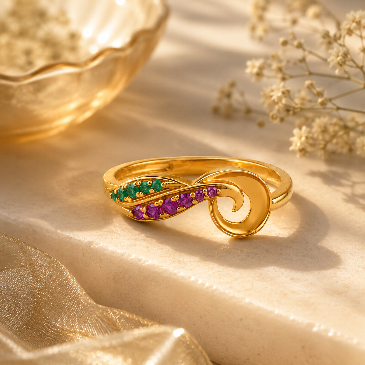Cresting Swirl 22KT Gold Ring