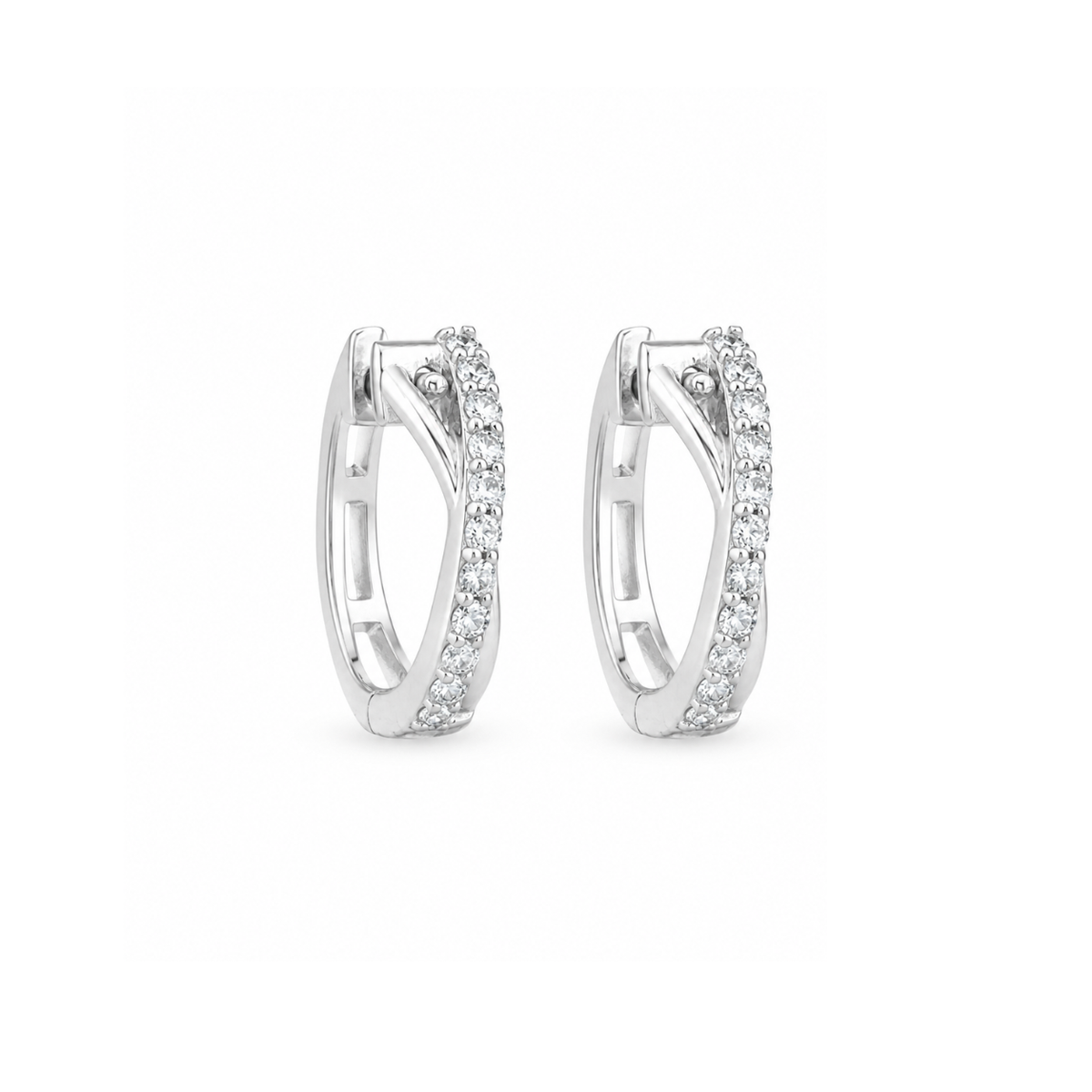 Criss Cross Lab Grown Diamond Hoop Earrings