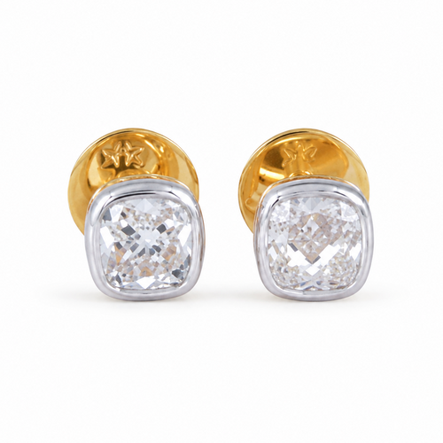 Cushion Solitaire Lab Grown Diamond Stud Earrings