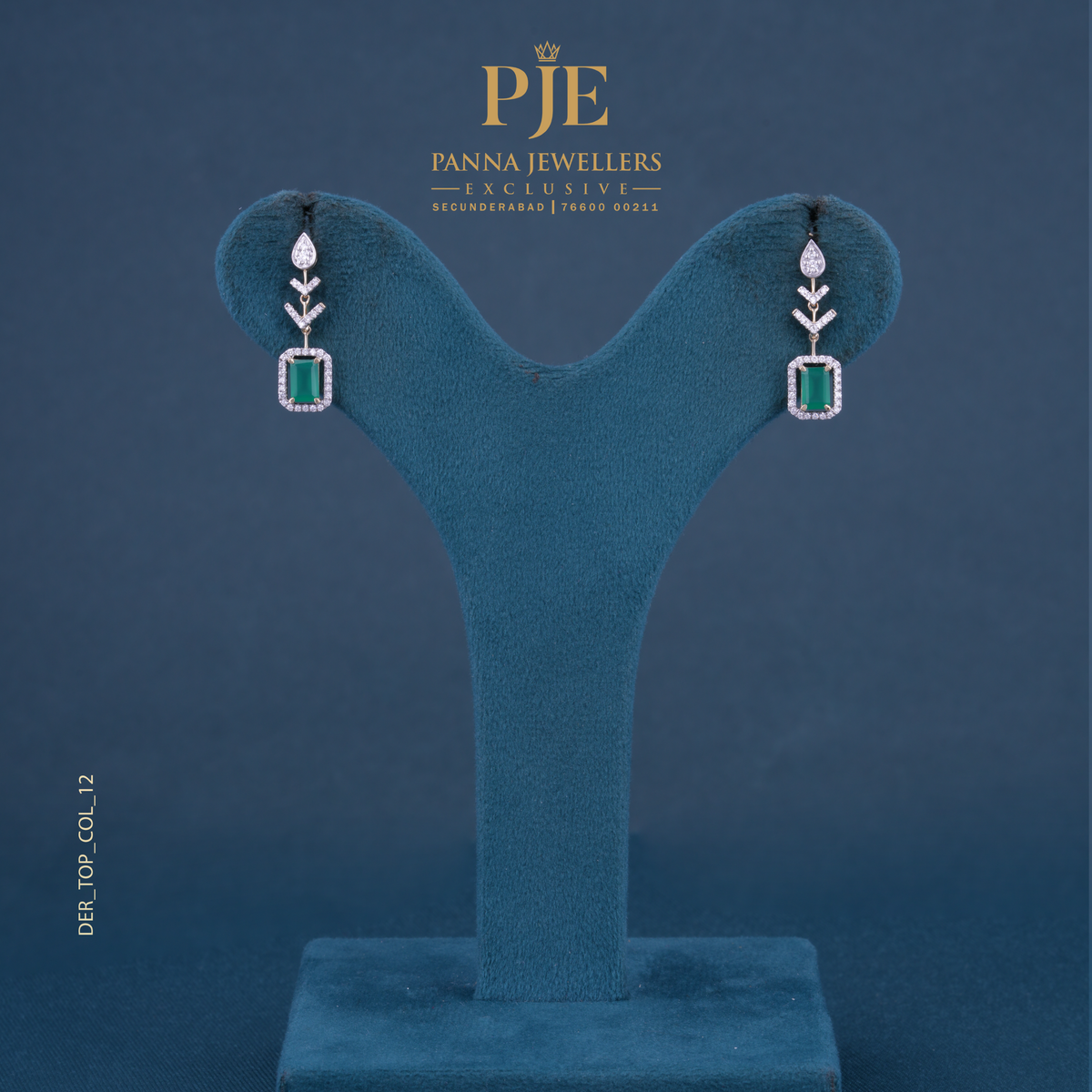 Emerald Sage 14KT Gold Diamond Drop Earrings