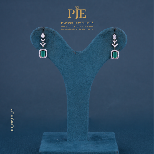 Emerald Sage 14KT Gold Diamond Drop Earrings