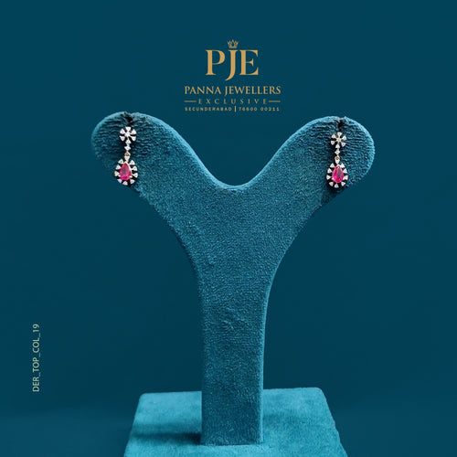Pink Pear 14KT Gold Diamond Drop Earrings