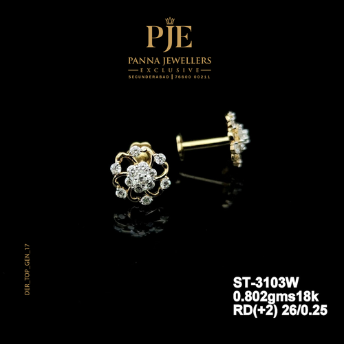 Dual Bloom 18KT Gold Diamond Stud Earrings