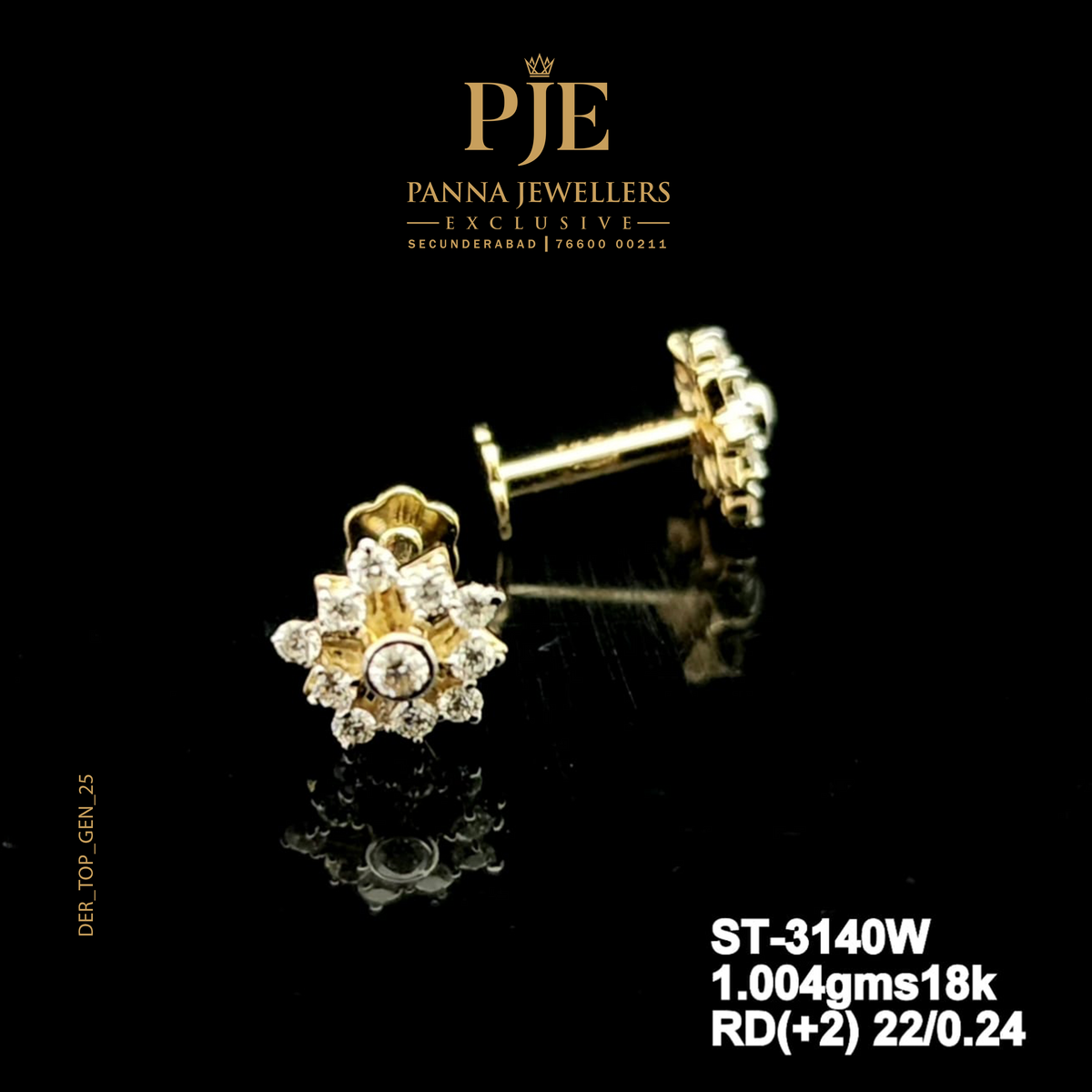Springtime 18KT Gold Diamond Stud Earrings