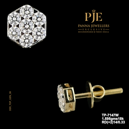 Hexa Glow 18KT Gold Diamond Stud Earrings