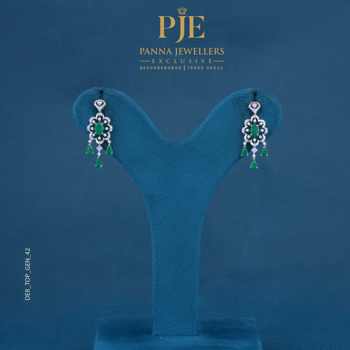 Emerald Aura 18KT Gold Diamond Drop Earrings