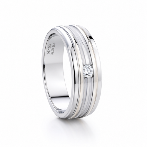 Classic Grooved 18KT Gold Diamond Ring