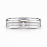 Classic Grooved 18KT Gold Diamond Ring