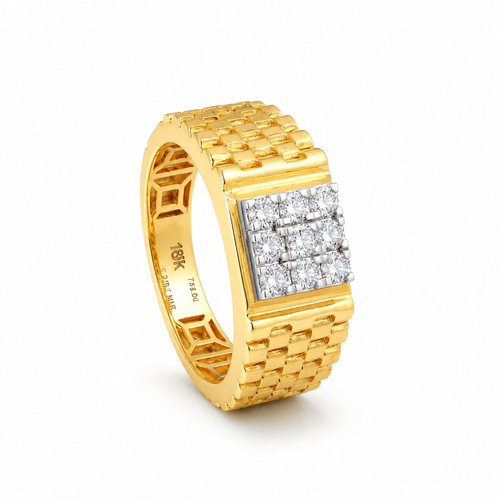 Imperial Square Cluster 18KT Gold Diamond Ring