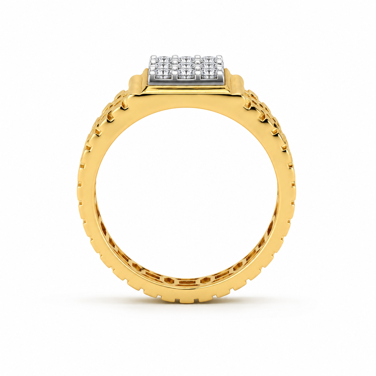 Imperial Square Cluster 18KT Gold Diamond Ring