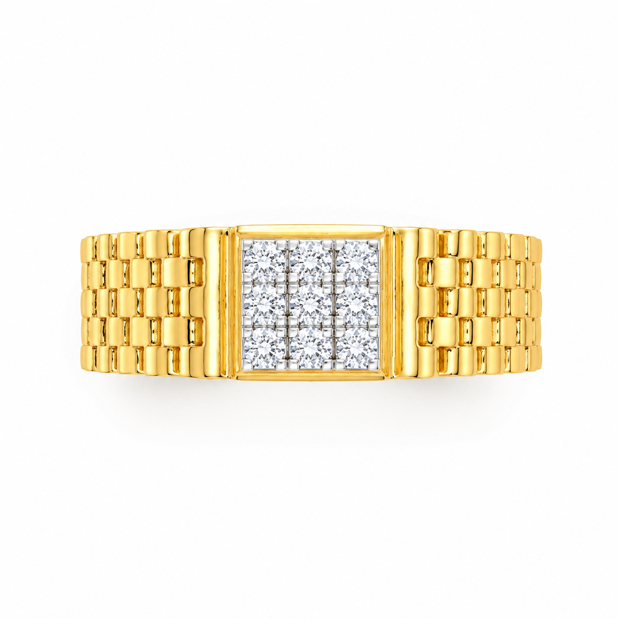 Imperial Square Cluster 18KT Gold Diamond Ring