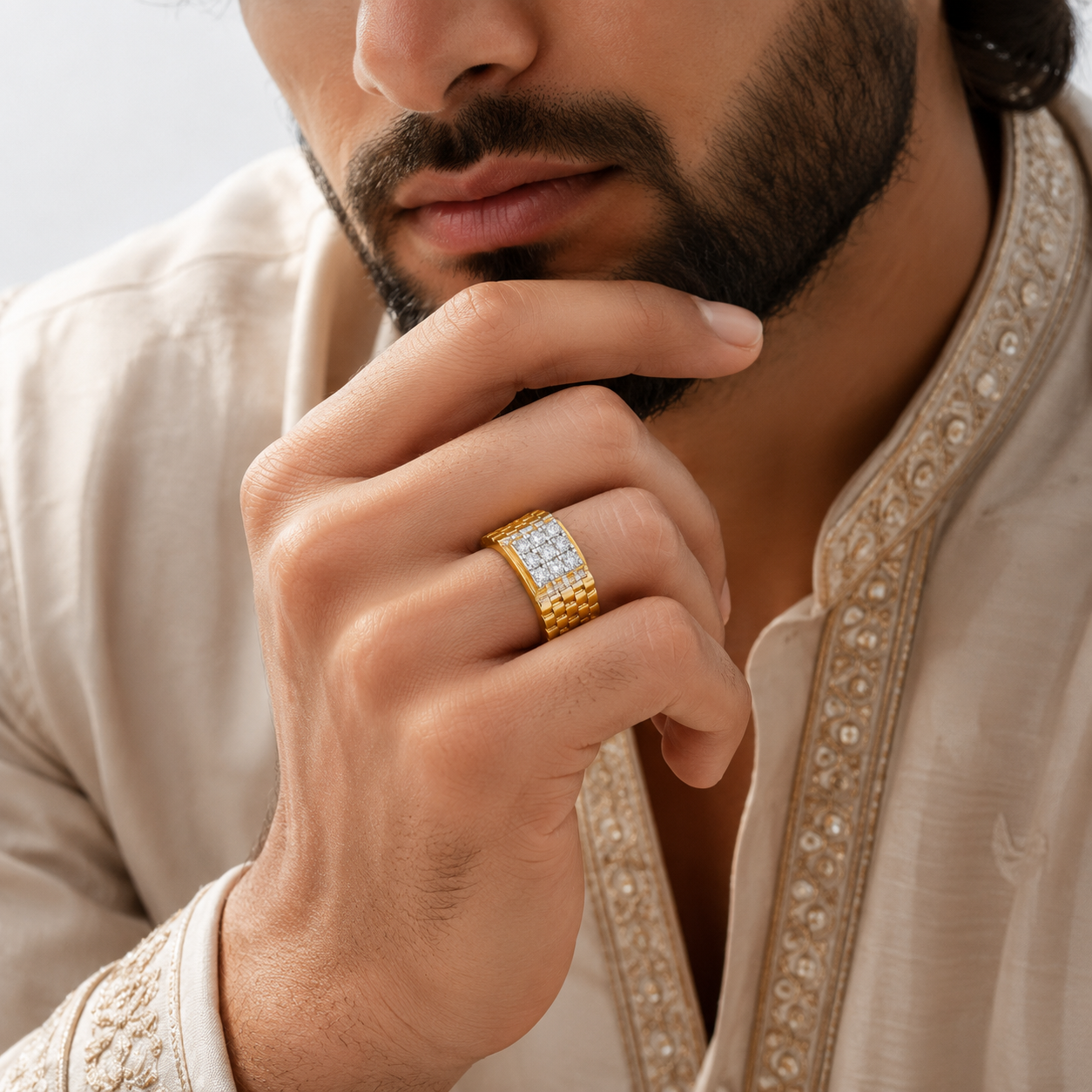 Imperial Square Cluster 18KT Gold Diamond Ring