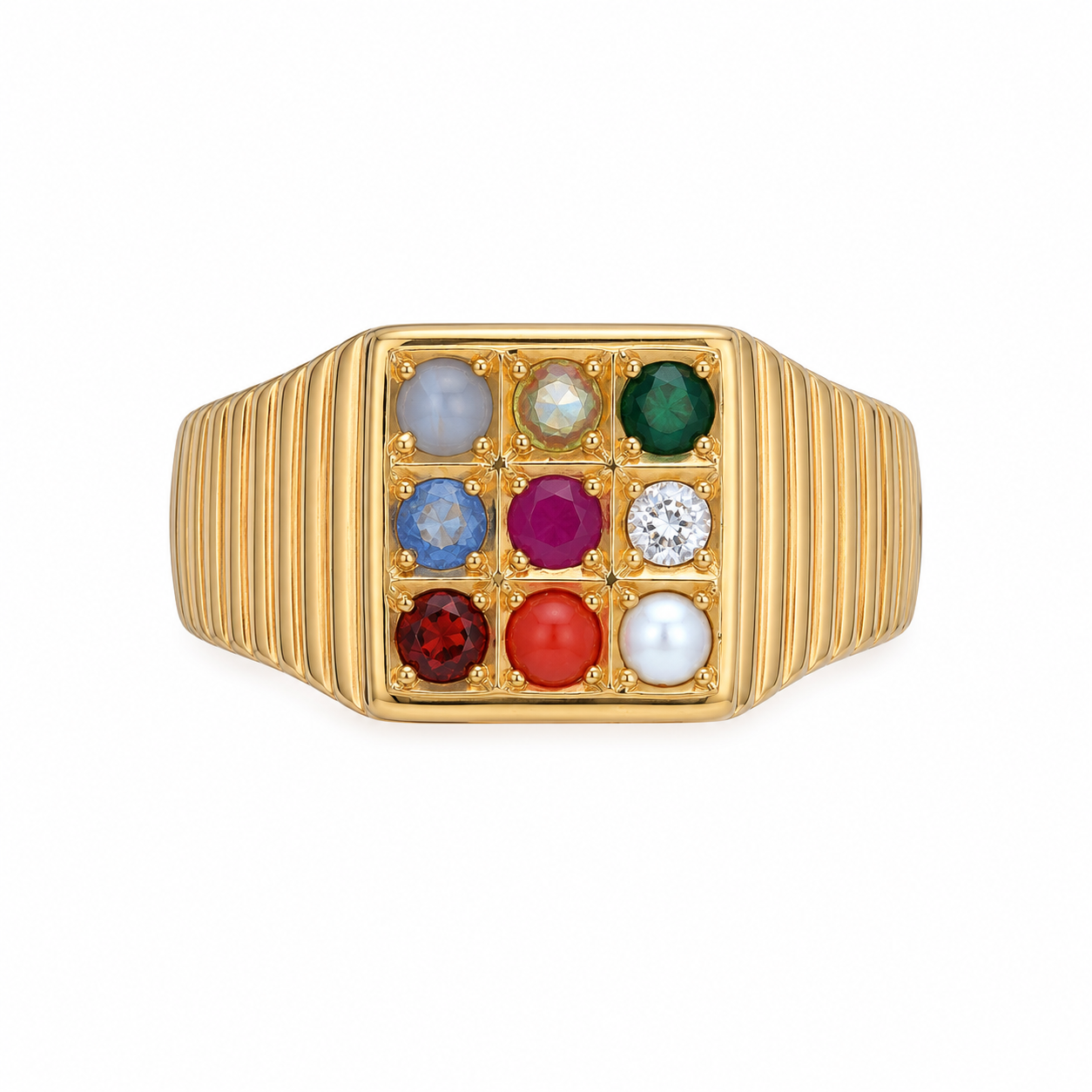 Navratna 18KT Gold Diamond Ring