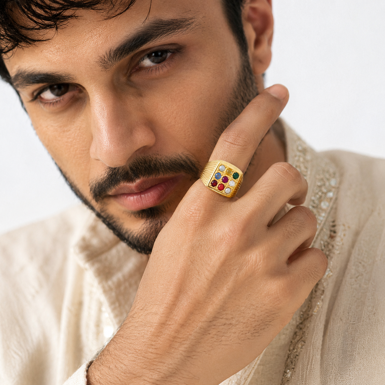 Navratna 18KT Gold Diamond Ring