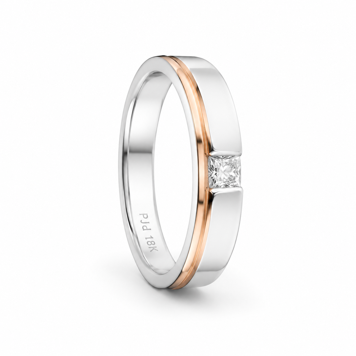 Elegant Dual Tone 18KT Gold Diamond Band Ring