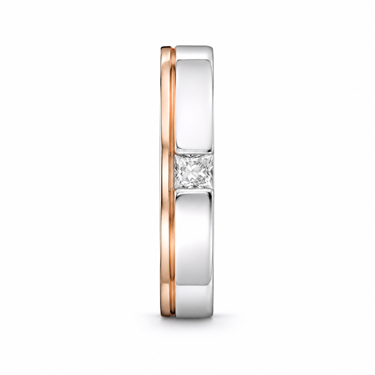 Elegant Dual Tone 18KT Gold Diamond Band Ring