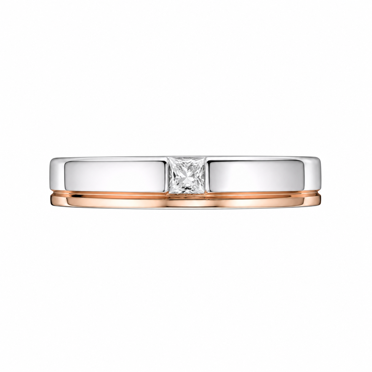 Elegant Dual Tone 18KT Gold Diamond Band Ring