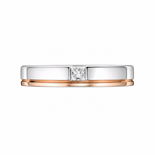 Elegant Dual Tone 18KT Gold Diamond Band Ring