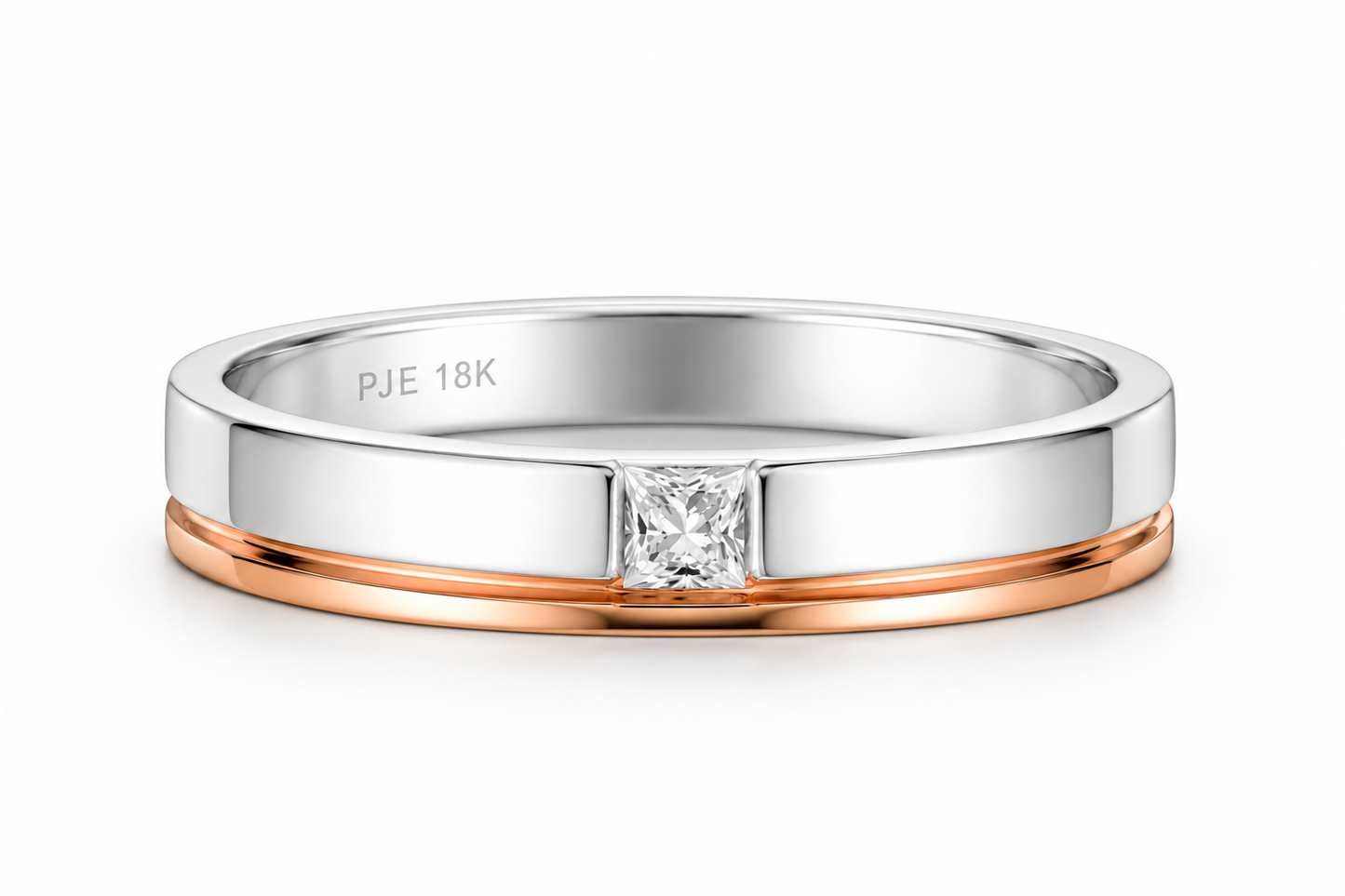 Elegant Dual Tone 18KT Gold Diamond Band Ring