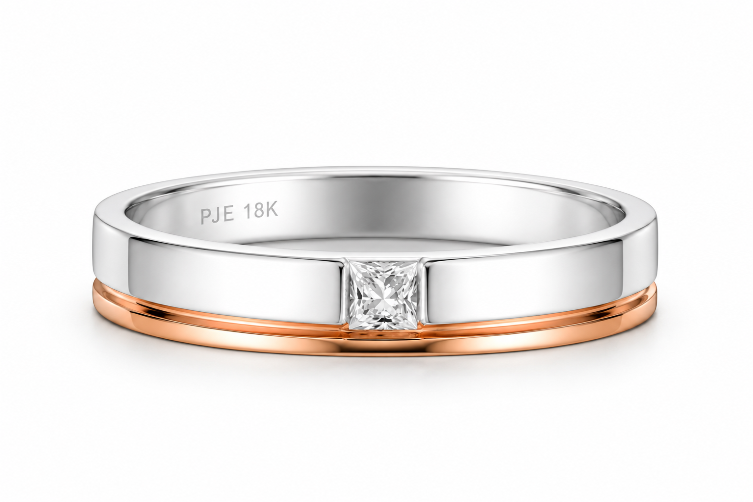 Elegant Dual Tone 18KT Gold Diamond Band Ring